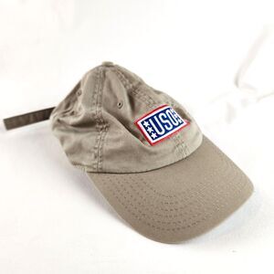 USO Mens Hat Khaki Adjustable Strapback Baseball Cap USA Military Support Tan